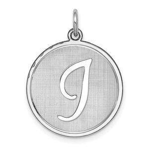 Sterling Silver, Makayla Collection, 20mm Disc Initial I Pendant